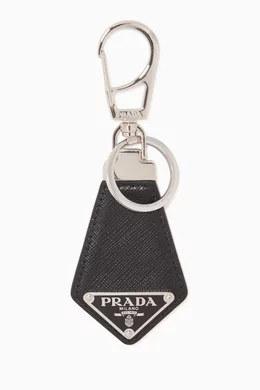 Buy Prada Black Saffiano Leather Logo Key Ring For Men Online Ounass Saudi