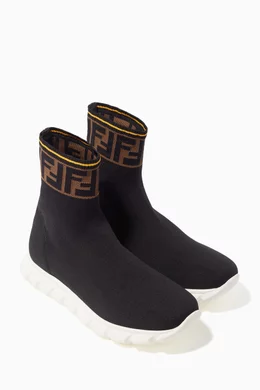 Buy Fendi Black Logo Sock Sneakers For Girls Online Ounass Saudi