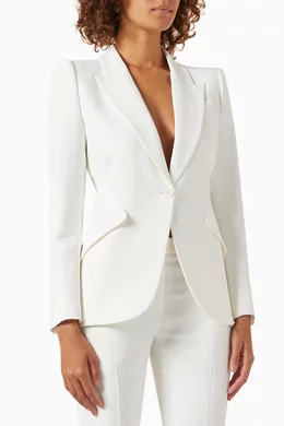 Buy Alexander McQueen White Leaf Crepe Jacket in Viscose For Women Online Ounass Saudi