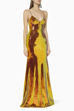 alex perry gold sequin dress Mid-length dress
