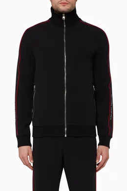 Buy Alexander McQueen Black Jacquard Logo Tape Track Jacket For Men Online Ounass Saudi