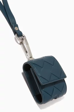 Buy Bottega Veneta Blue Intrecciato Nappa Leather AirPods Case For