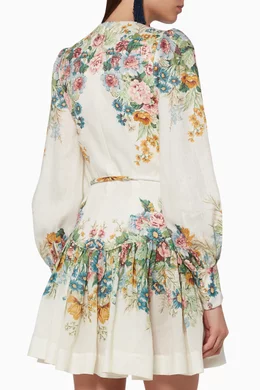 knee length dresses for ladies Zimmermann - Wavelength Placement Floral Red Silk Mini Dress (Size 8/1   Goldie's
