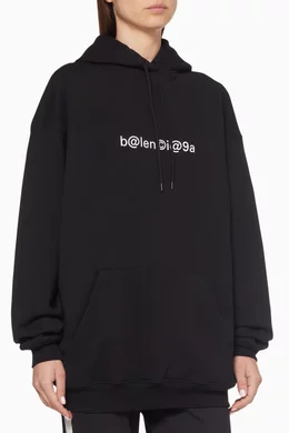 Buy Balenciaga Black Symbolic Logo Hoodie For Women Online 