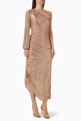 rose gold one shoulder sequin dress Silk Satin Crinkle Hijab - Old Gold main image 0