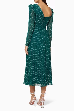 self portrait plumetis midi dress Buy Self-Portrait Green Plumetis Midi Dress For Women Online