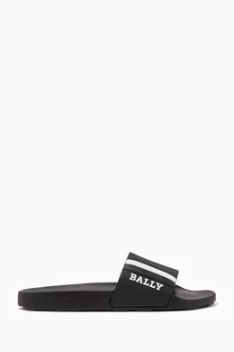 Buy Bally Black Saxor Rubber Slides For Men Online Ounass Saudi