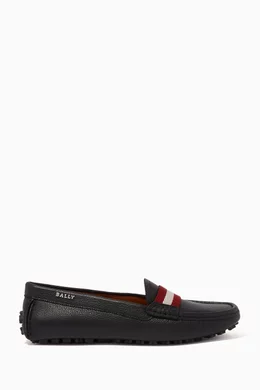 Buy Bally Black Ladyes Leather Driver Shoes For Women Online Ounass Saudi