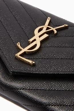 Buy SAINT LAURENT Black Cassandre Large Flap Wallet in Matelasse Leather For Women Online Ounass Saudi