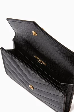長財布 Saint Laurent Black Monogram Envelope Small Wallet Envelope Small leather wallet in black - Saint Laurent