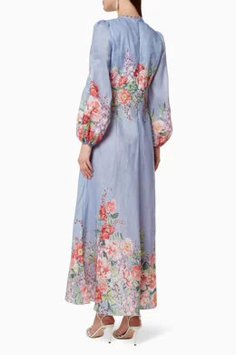 Buy Zimmermann Blue Bellitude Floral Linen Dress For Women Online | Ounass  Saudi