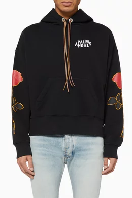 Buy Palm Angels Black Rose Print Hoodie For Men Online Ounass Saudi