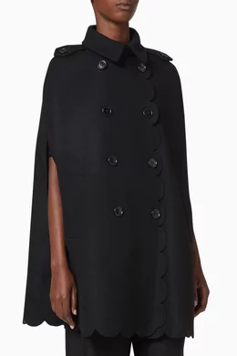 Buy RED Valentino Black Scallop Cashmere Wool Cape For Women Online Ounass Saudi