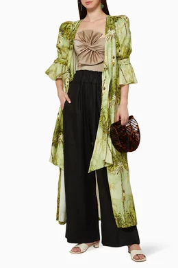 Buy Juan De Dios Blue Agua Alta Amazonas Print Cover Up For Women Online