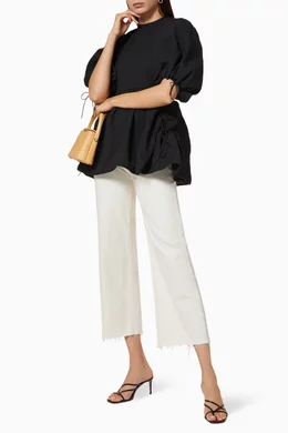 Buy Cecilie Bahnsen Black Lulu Peplum Top For Women Online 