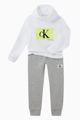 Buy Calvin Klein Grey Logo Cotton Blend Fleece Sweatpants For Boys Online Ounass Saudi