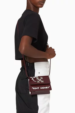 Buy Off White Burgundy Mini 0.7 Jitney Bag in Leather For Women Online Ounass Saudi
