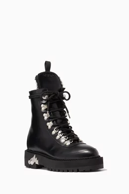 Buy Off White Black Hiking Boots in Leather For Women Online Ounass Saudi