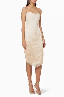 lavish alice pink fringe dress SELENE Embellished Feather Mini Dress In Pink