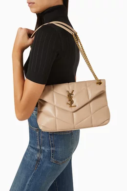 Buy SAINT LAURENT Neutral Small Loulou Puffer Bag in Quilted