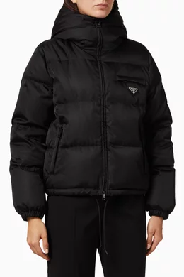 Buy Prada Black Triangle Logo Recycled Nylon Down Jacket For Women Online Ounass Saudi