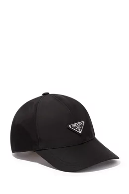 Prada Structured Black Cap With Triangular Metal Logo - NWT Prada triangle-logo Leather Baseball Cap | Black | FARFETCH main image 4