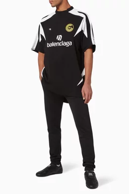 Buy Balenciaga Black Soccer Large Fit T-Shirt in Heavy Cotton
