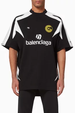 Buy Balenciaga Black Soccer Large Fit T-Shirt in Heavy Cotton