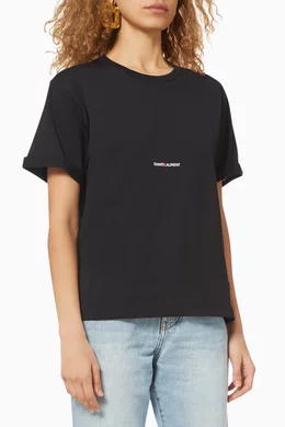 Saint laurent black logo t shirt sales