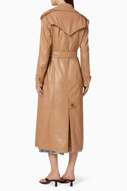 Buy ANOUKI Neutral Reversible Vegan Leather Sequin Trench Coat For Women Online Ounass Saudi