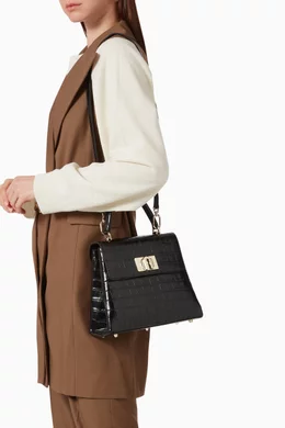 Buy Furla Black Furla 1927 Top Handle Bag in Croc-Embossed