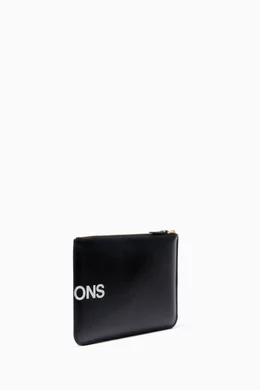 Buy Comme Des Garçons Wallet Black Huge Logo Card Holder in