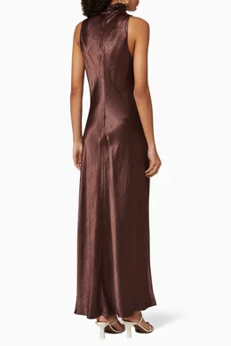 vince brown silk dress Vince // Brown Satin Dress  VSP Consignment