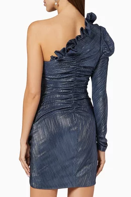 Buy Simkhai Blue Ainsley Metallic Plisse Mini Dress For Women Online |  Ounass Saudi
