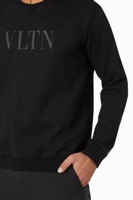 Buy Valentino Garavani Black VLTN Jersey Crewneck Sweatshirt For