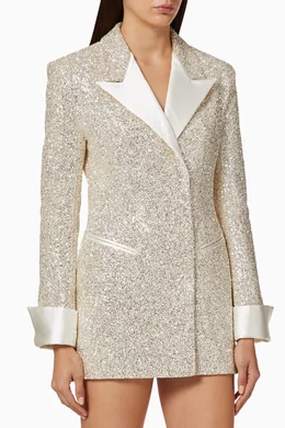 Buy MACH MACH White Glitter Tuxedo Blazer Dress For Women Online Ounass Saudi