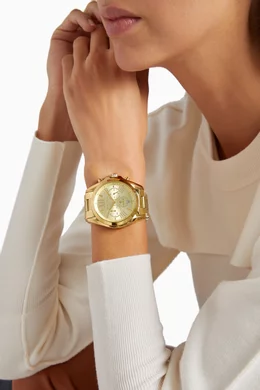 Buy Michael Kors Gold Bradshaw Oversized Quartz Chronograph Watch For Women Online Ounass Saudi