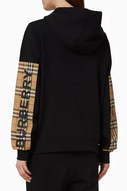 Buy Burberry Black Vintage Check Panel Cotton Oversized Hooded Top For Women Online Ounass Saudi