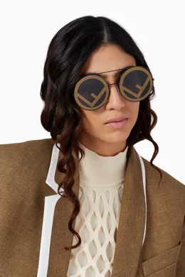 Buy Fendi Black Fendirama Round Sunglasses in Metal For Women Online Ounass Saudi
