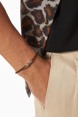 Buy Miansai Brown Juno Leather Bracelet in Sterling Silver For Men