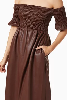 green emerald velvet dress STAUD BOWERY DRESS TIRAMISU