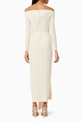 Buy Solace London Neutral Lotus Ruffle Knot Midaxi Dress For Women Online |  Ounass Saudi