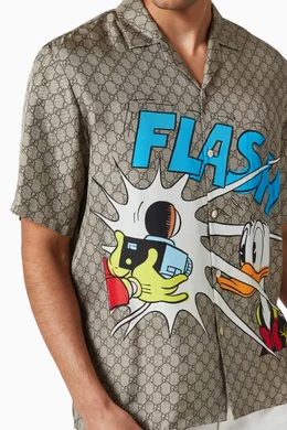 Buy Gucci Grey x Disney Donald Duck Silk Bowling Shirt For Men Online Ounass Saudi