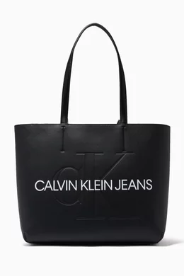 Buy Calvin Klein Jeans Black CK Tote Bag in Faux Leather For Women Online Ounass Saudi