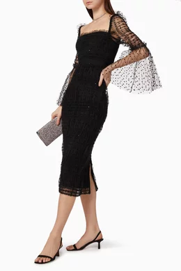 Buy Self-Portrait Black Dot Mesh Dress For Women Online | Ounass Saudi