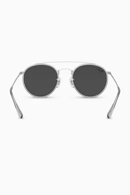 Mens round double bridge sunglasses store