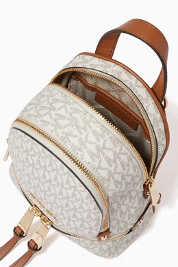 Michael Kors convertible backpack white Michael Kors Jaycee XS Convertible Signature Backpack in  main image 3