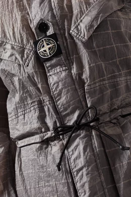 Buy Stone Island Blue Reflective Grid on Lamy-TC Hooded Jacket For