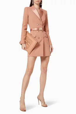 rose gold blazer dress Women's Black Tailored Gold Button Blazer Dress