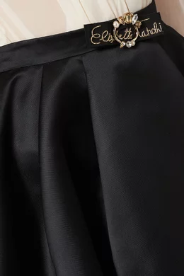 Buy Elisabetta Franchi Black Duchess Satin Flared Mini Skirt For